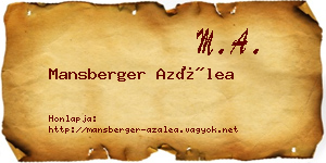 Mansberger Azálea névjegykártya